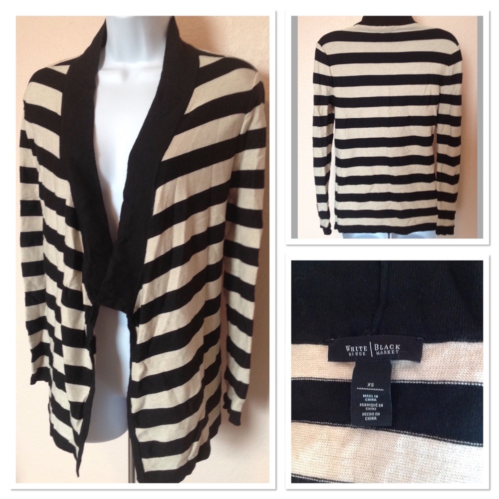 WHBM Black and Cream Striped Cardigan Size XS